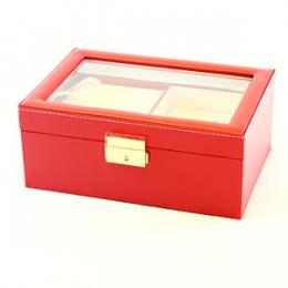 ガラス天窓の2段式高級ジュエリーボックスキャロルコレクション(ワイン)