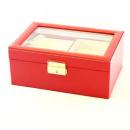 ガラス天窓の2段式高級ジュエリーボックスキャロルコレクション(ワイン)